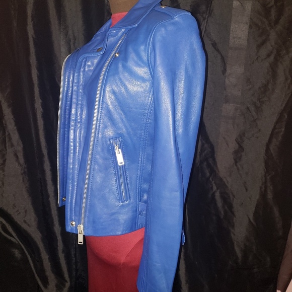 Belle Vere BLUE GENUINE LEATHER WAIST JACKET - Picture 3 of 8